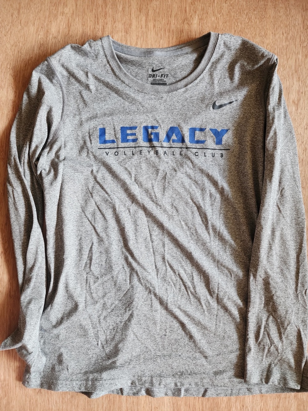 Nike Dri-FIT Legacy Volleyball Club Long Sleeve Gray Graphic T-Shirt